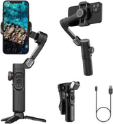 AOCHUAN Smart XE Smartphone Gimbal Stabiliser - Foldable 3-Axis Gimbal with Focus Wheel for iPhone Samsung & Android - Elevate Your TikTok, YouTube, and Vlogging Content