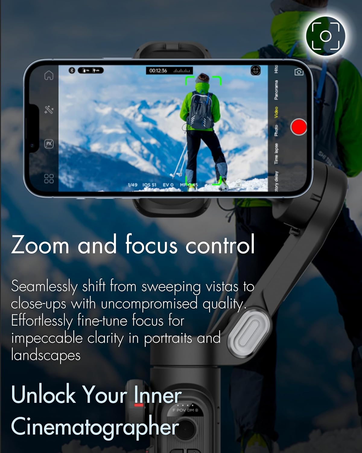 AOCHUAN Smart XE Smartphone Gimbal Stabiliser - Foldable 3-Axis Gimbal with Focus Wheel for iPhone Samsung & Android - Elevate Your TikTok, YouTube, and Vlogging Content